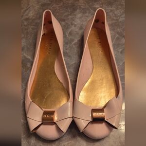 Ted Baker Nude Pink Flats with Bow Accent